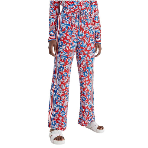 Pantalone Donna a righe con fantasia floreale Rosso TOMMY HILFIGER- Francavilla Moda